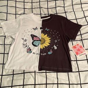 Women’s cropped half & half tee NWT